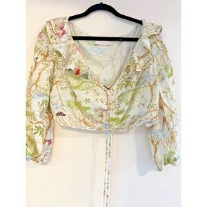 Lez a Lez Cottagecore Crop Top Romantic Ruffled Fairy Garden Blouse Castlecore S